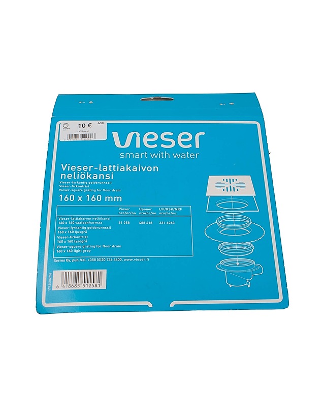 VIESER lattiakaivon neliökansi 160x160 mm - Rakennustarvikkeet - 10105392972 - 2