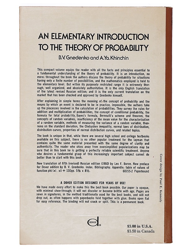 An elementary introduction to the theory of probality - Gnedenko, B. V. - Tietokirjat ja oppaat - 10105393150 - 1