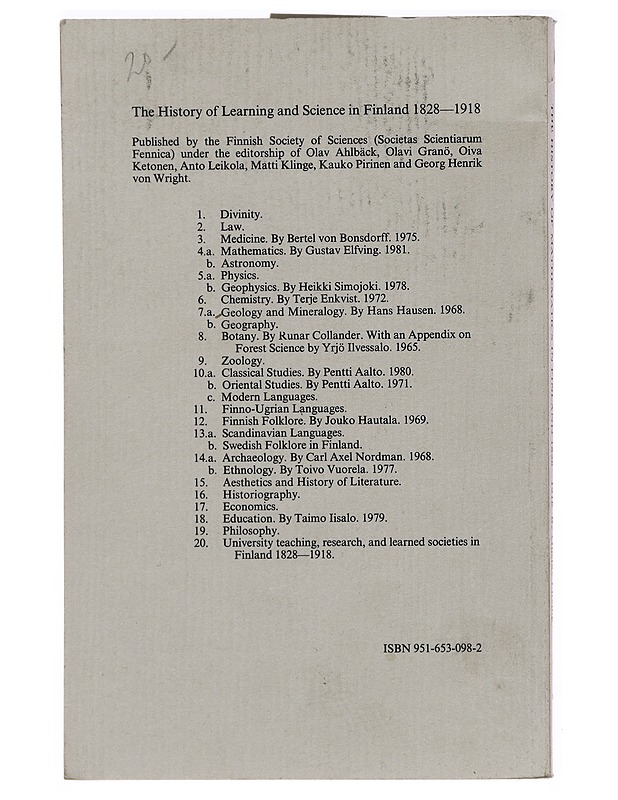 The history of mathematics in Finland 1828-1918 - Elfving, Gustav - Historiakirjat - 10105393148 - 1