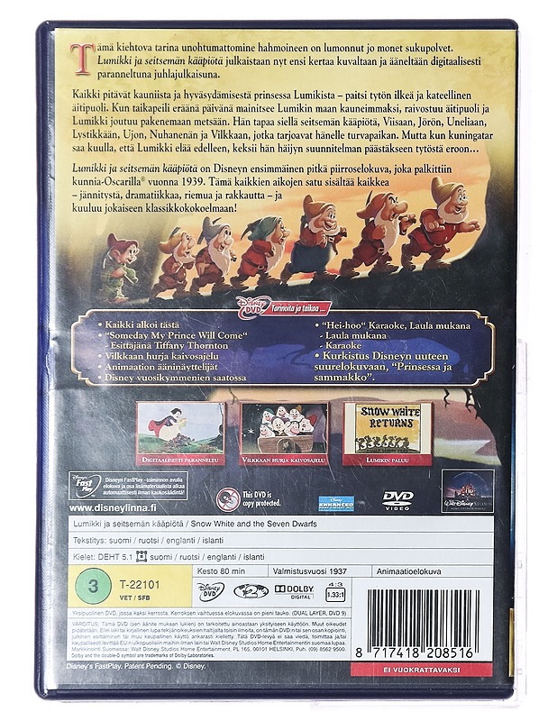 Lumikki ja seitsemän kääpiötä - DVD - DVD-elokuvat - 10105393246 - 1