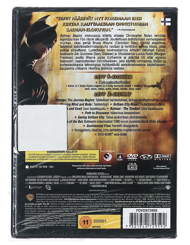 Batman Begins - DVD - DVD-elokuvat - 10105394085 - 1