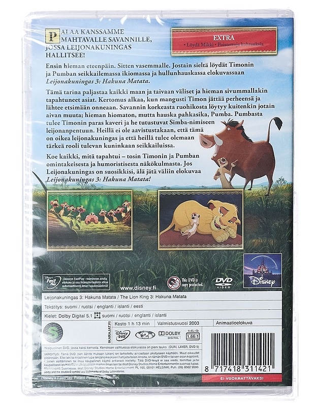 Leijonakuningas 3: Hakuna matata - DVD - DVD-elokuvat - 10105394095 - 1