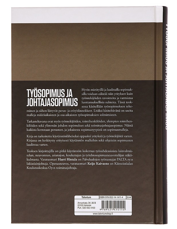 Työsopimus ja johtajasopimus - Harri Hietala, Keijo Kaivanto - Tietokirjat ja oppaat - 10105394142 - 1