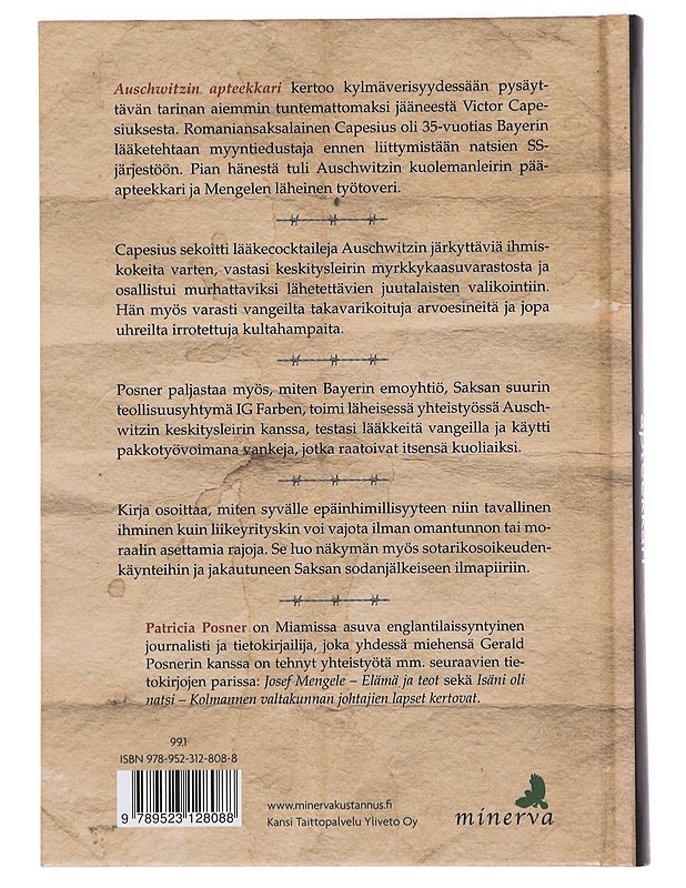 Auschwitzin apteekkari : Victor Capesius, Mengelen proviisori - Patricia Posner - Elämäkerrat ja muistelmat - 10105394211 - 1