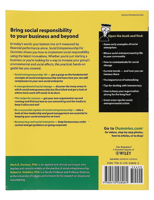 Social Entrepreneurship For Dummies -Durieux, Mark; Stebbins, Robert - Tietokirjat ja oppaat - 10105394218 - 1