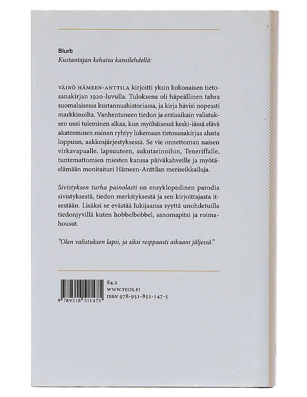 Sivistyksen turha painolasti - Minna Lindgren - Elämäkerrat ja muistelmat - 10105394232 - 1