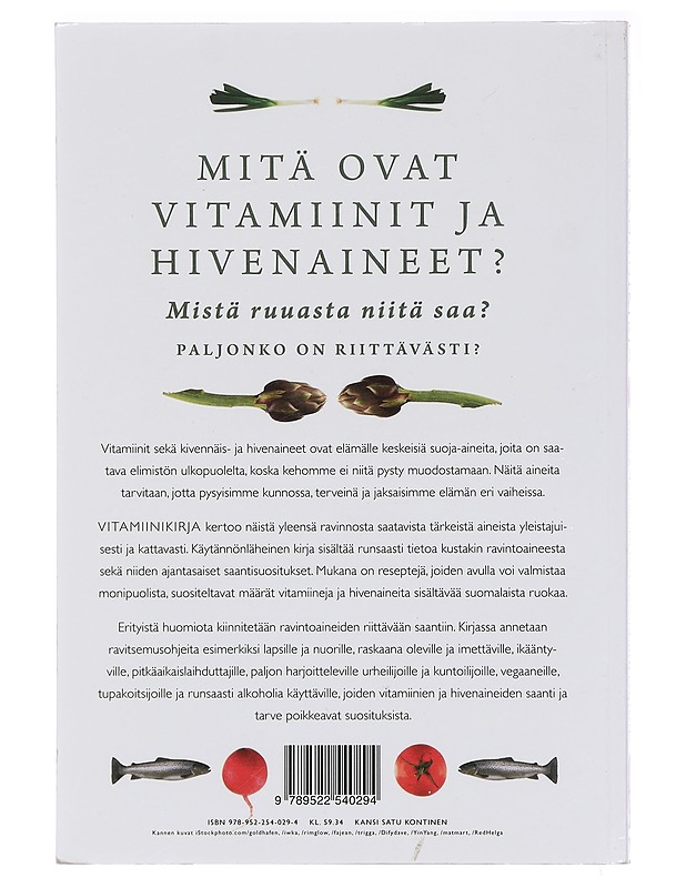 Vitamiinikirja : ruoka vitamiinien ja hivenaineiden lähteenä - Risto Lindholm - Tietokirjat ja oppaat - 10105394265 - 1