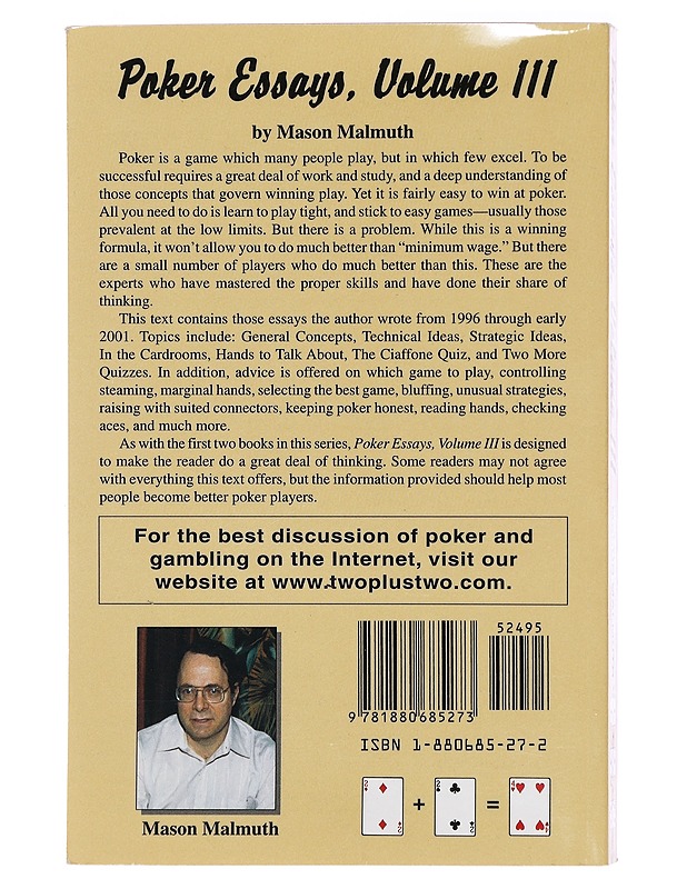 Poker Essays, Volume III - Malmuth, Mason - Tietokirjat ja oppaat - 10105394508 - 1