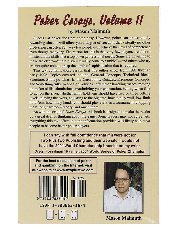 Poker Essays, Volume II - Malmuth, Mason - Tietokirjat ja oppaat - 10105394511 - 1