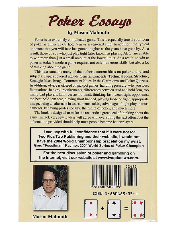 Poker Essays - Malmuth, Mason - Tietokirjat ja oppaat - 10105394513 - 1