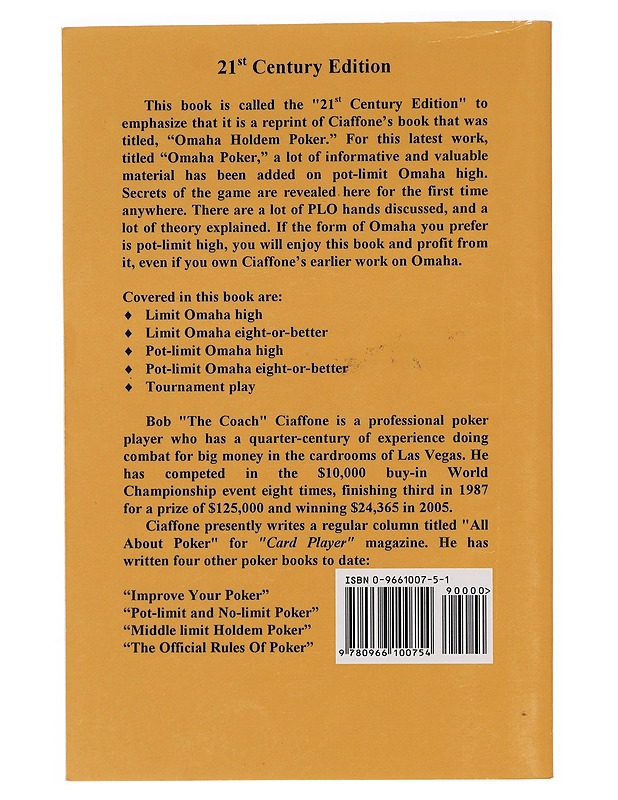 Omaha Poker 21st Century Edition - Bob Ciaffone - Tietokirjat ja oppaat - 10105394532 - 1