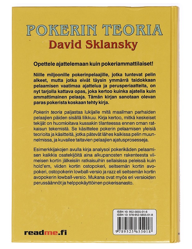 Pokerin teoria - Sklansky, David - Tietokirjat ja oppaat - 10105394580 - 1