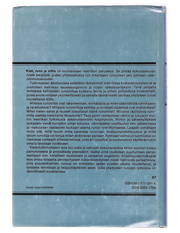 Kieli, runo ja mitta : Suomen kielen metriikka - Pentti Leino - Tietokirjat ja oppaat - 10105394741 - 1