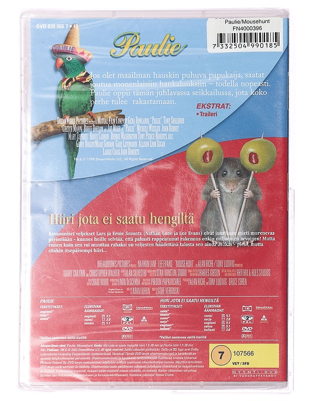 Paulie/Hiiri jota Ei Saatu Hengiltä - DVD - DVD-elokuvat - 10105394747 - 1