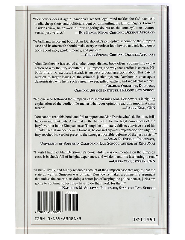Reasonable doubts: The O.J. Simpson case and the criminal justice system - Alan M. Derschowitz - Tietokirjat ja oppaat - 10105394813 - 1