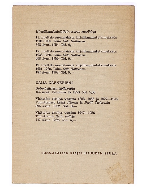 Suomen bibliografisen kirjallisuuden opas - Henrik Grönroos - Tietokirjat ja oppaat - 10105394918 - 1