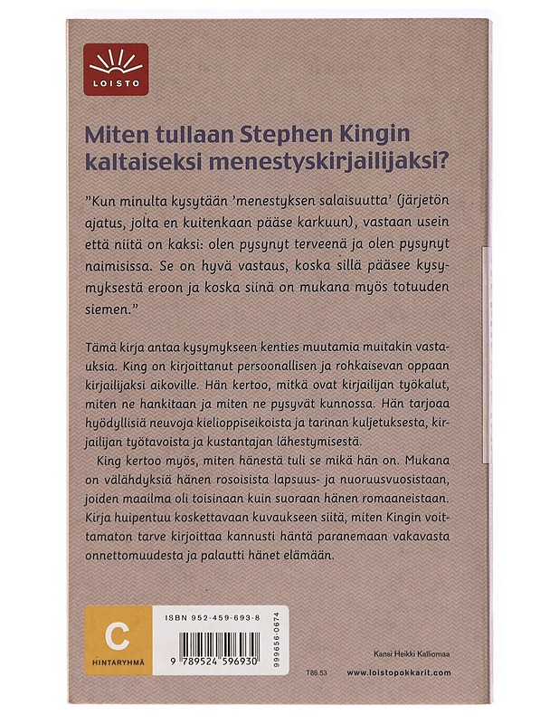Kirjoittamisesta : muistelma leipätyöstä - King, Stephen - Tietokirjat ja oppaat - 10105395389 - 1