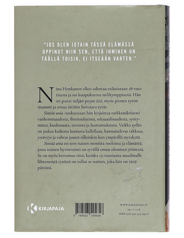Sinisiä unia : ja mitä muuta olen äitinä saanut nähdä - Nina Honkanen - Elämäkerrat ja muistelmat - 10105395482 - 1