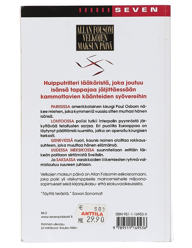 Velkojen maksun päivä - Folsom, Allan - Romaanit ja novellit - 10105395490 - 1