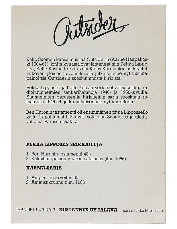 Ben Huronin testamentti - Outsider - Romaanit ja novellit - 10105395582 - 1