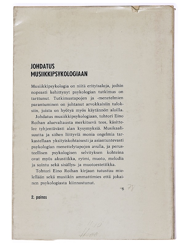 Johdatus musiikkipsykologiaan - Eino Roiha - Tietokirjat ja oppaat - 10105395835 - 1