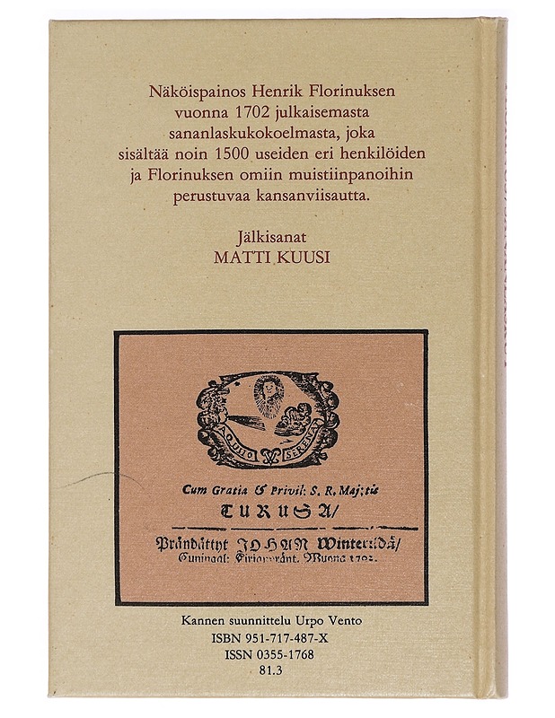 Sananlaskut - Florinus, Henricus Matthiae - Romaanit ja novellit - 10105396012 - 1