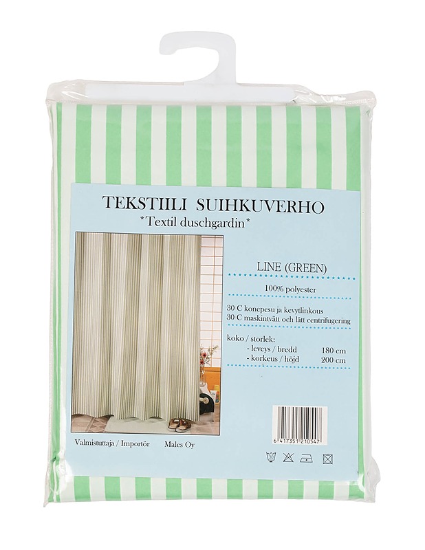 MALES tekstiili suihkuverho, 180 x 200 cm - Muut kodintekstiilit - 10105396071 - 0