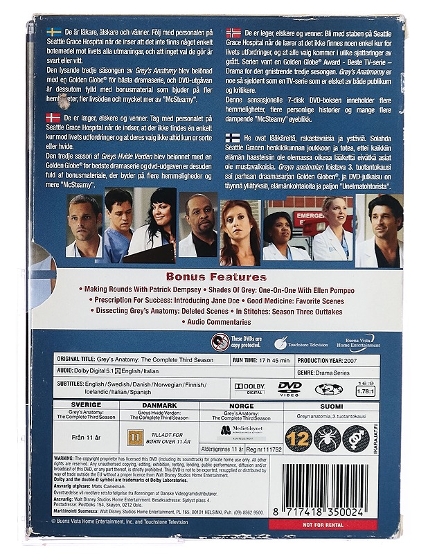 Greyn anatomia: 3. tuotantokausi - DVD - DVD-elokuvat - 10105396223 - 1