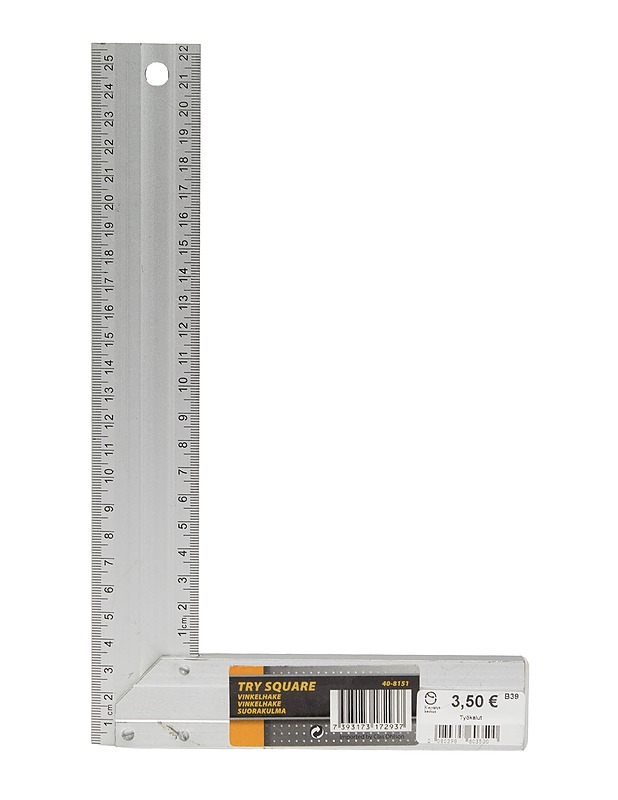 TRY SQUARE suorakulma, 22-25,5 cm - Muut urheiluvälineet ja vapaa-aika - 10105397264 - 0