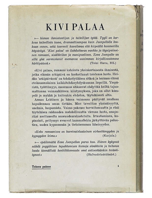 Kivi palaa -Joenpelto, Eeva  - Romaanit ja novellit - 10105397615 - 1