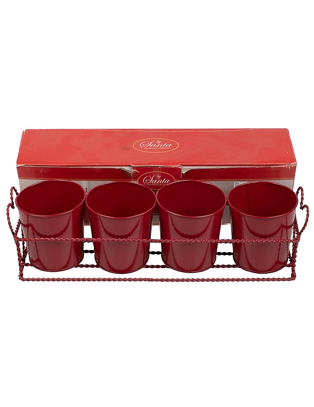 JYSK By Santa Christmas Collection kukkaruukku (4 kpl) korissa - Joulutuotteet - 10105397695 - 0