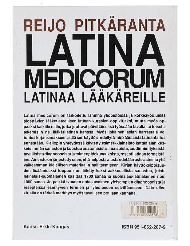 Latina medicorum : latinaa lääkäreille - Reijo Pitkäranta - Tietokirjat ja oppaat - 10105397788 - 1