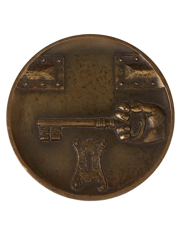 KULTATEOLLISUUS Pohjola 75 vuotta 1891-1966 pöytämitali - Koriste-esineet - 10105397975 - 0