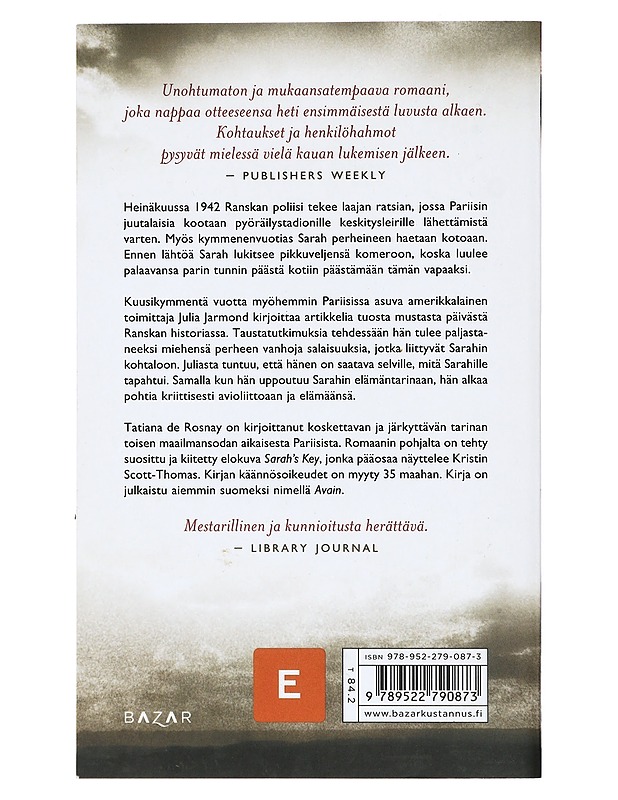 Nimeni on Sarah - Rosnay, Tatiana de - Romaanit ja novellit - 10105398162 - 1