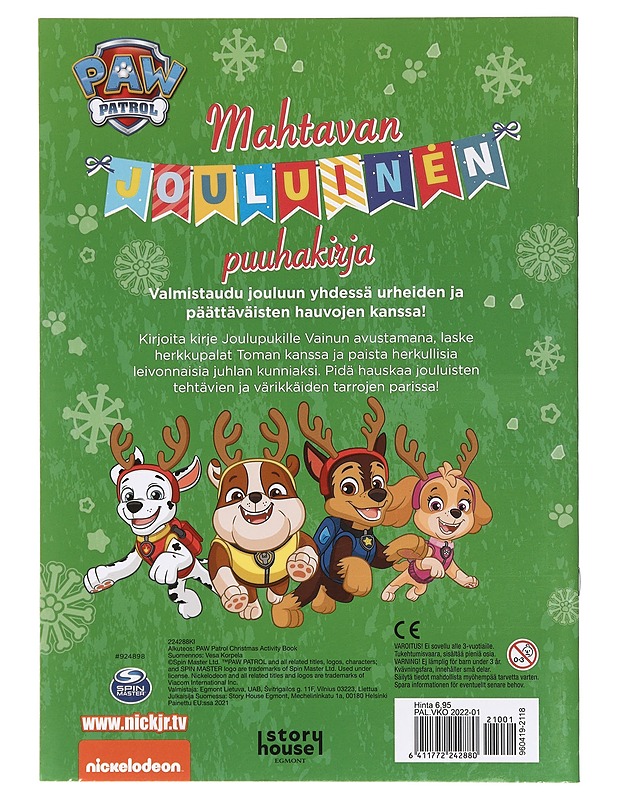 Paw Patrol: Mahtavan Jouluinen Puuhakirja - Joulukirjat - 10105398242 - 1