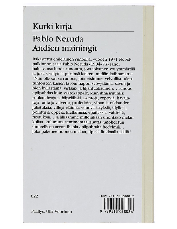 Andien mainingit - Neruda, Pablo - Romaanit ja novellit - 10105398805 - 1