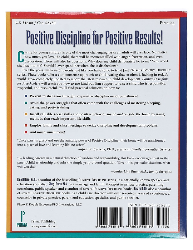 Positive Discipline for Pre-schoolers - Jane Nelsen - Tietokirjat ja oppaat - 10105398931 - 1