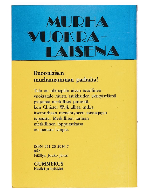 Murha vuokralaisena : salapoliisiromaani - Jännitys ja dekkarit - 10105399505 - 1