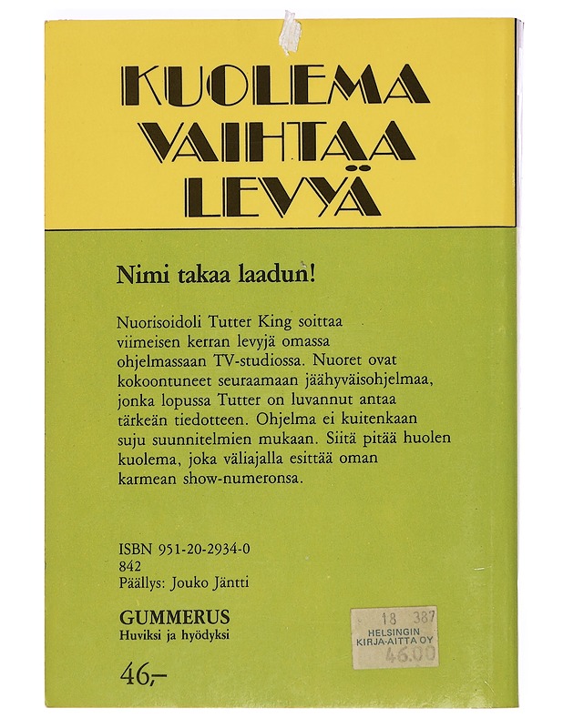 Kuolema Vaihtaa Levyä - Ellery Queen - Jännitys ja dekkarit - 10105399521 - 1