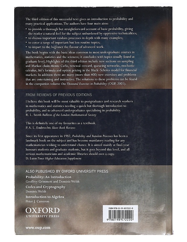 Probability and random processes - Grimmett, Geoffrey R. - Tietokirjat ja oppaat - 10105399775 - 1