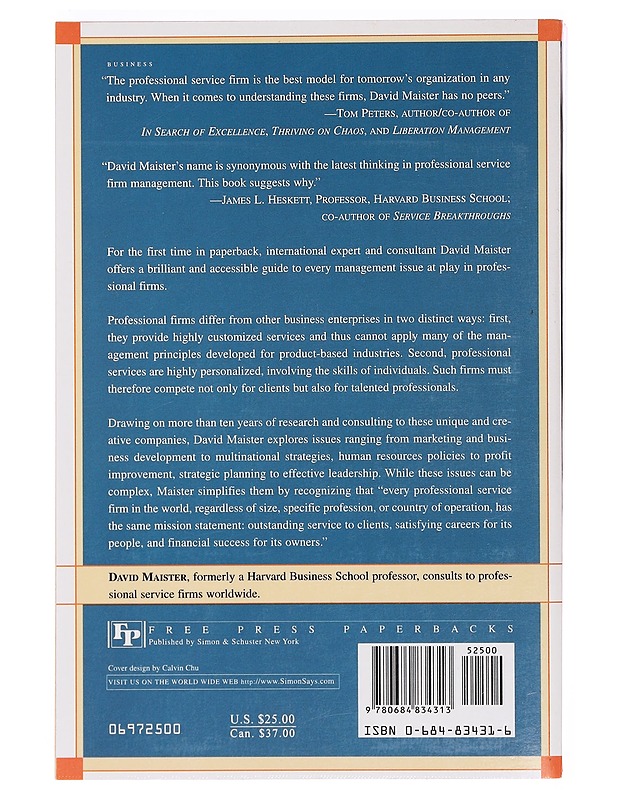Managing the Professional Service Firm - David H. Maister - Romaanit ja novellit - 10105399872 - 1