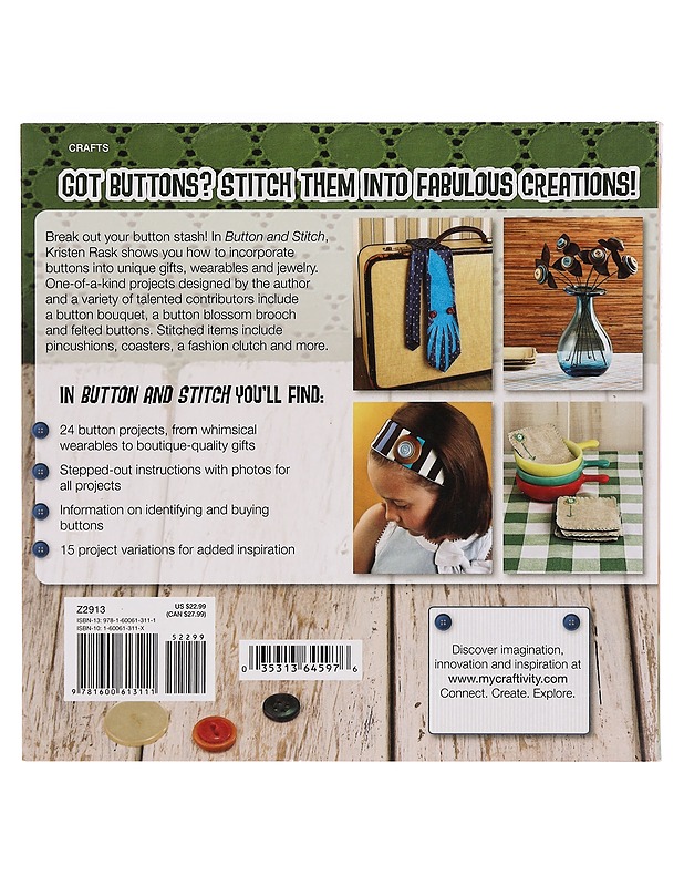 Button and Stitch  : Supercute Ways to Use Your Button Stash - Kristen Rask - Käsityökirjat - 10105400170 - 1