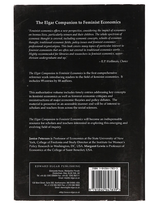 The Elgar Companion to Feminist Economics - Peterson, Janice - Tietokirjat ja oppaat - 10105400338 - 1