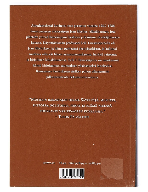 Sibelius - Tawaststjerna, Erik - Elämäkerrat ja muistelmat - 10105400610 - 1