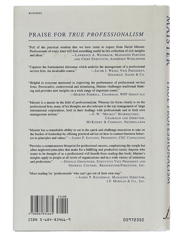 True professionalism - David H. Maister - Tietokirjat ja oppaat - 10105400706 - 1