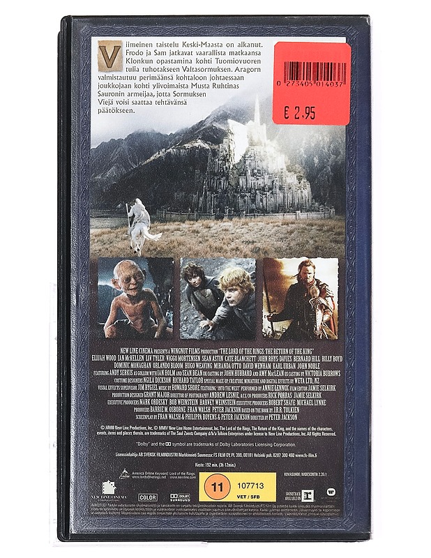 Taru Sormusten Herrasta: Kuninkaan Paluu - VHS - Musiikki ja elokuvat - 10105400949 - 1