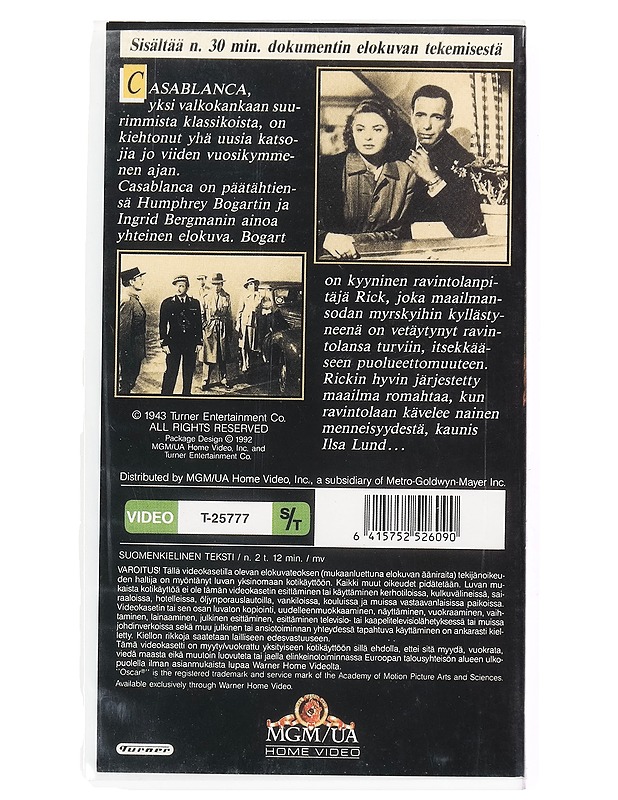 Casablanca - VHS - Musiikki ja elokuvat - 10105400959 - 1