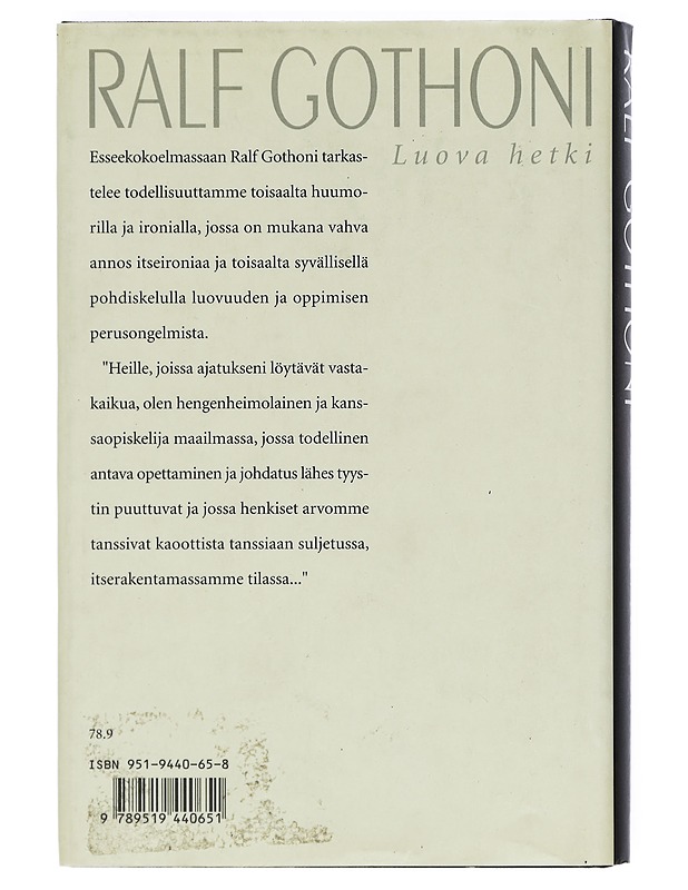 Luova hetki : esseitä matkallaolosta musiikissa - Ralf Gothoni - Musiikki- ja elokuvakirjat - 10105401281 - 1
