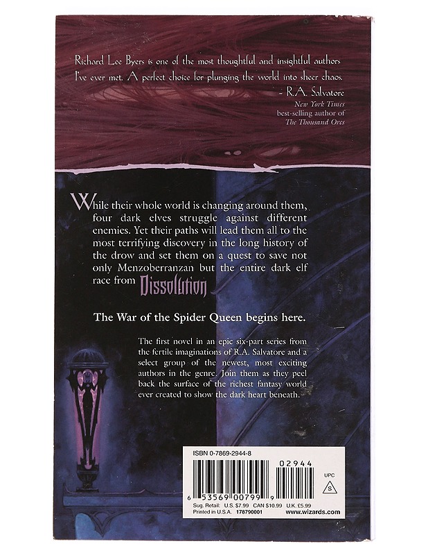 R.A. Salvatore's War of the Spider Queen Book I Dissolution - Richard Lee Byers - Fantasia- ja scifi - 10105401350 - 1