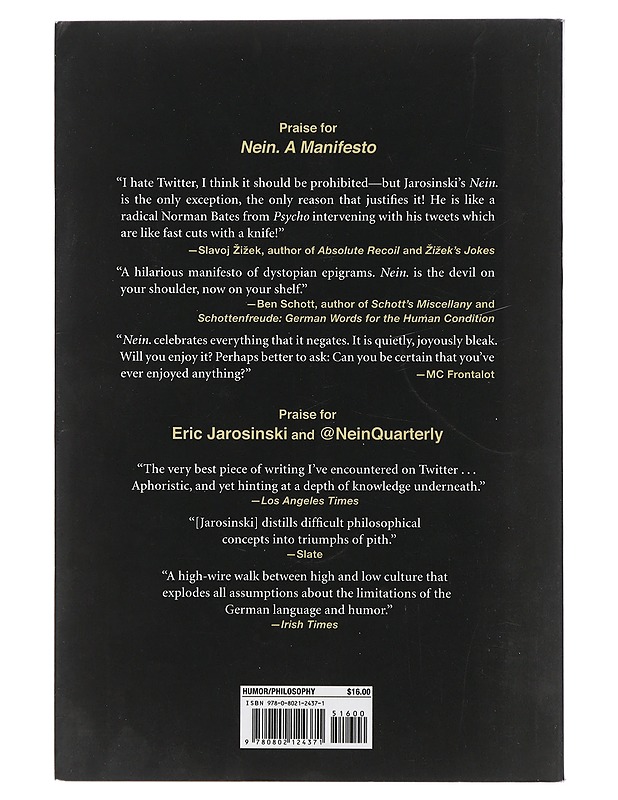 Nein. A Manifesto - Eric Jarosinski - Kaunokirjallisuus - 10105401444 - 1